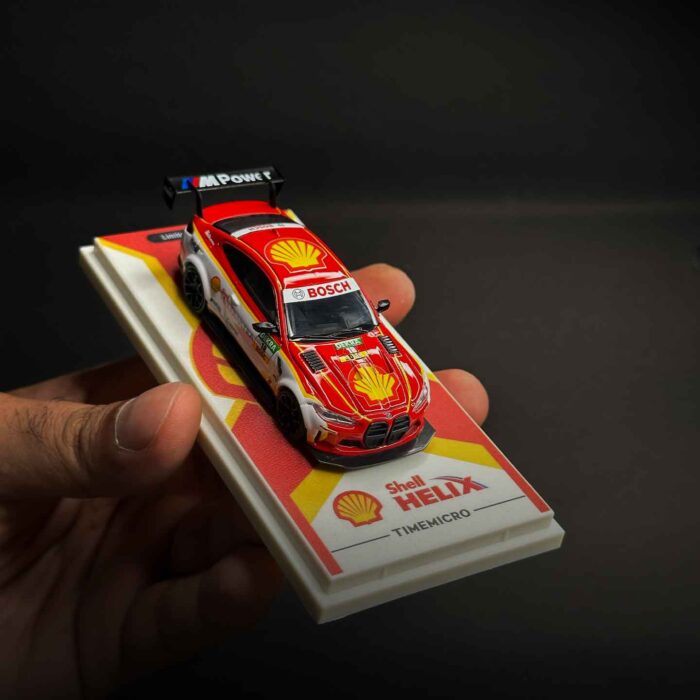 Time Micro 1:64 BMW M4 Shell livery diecast model car in display case