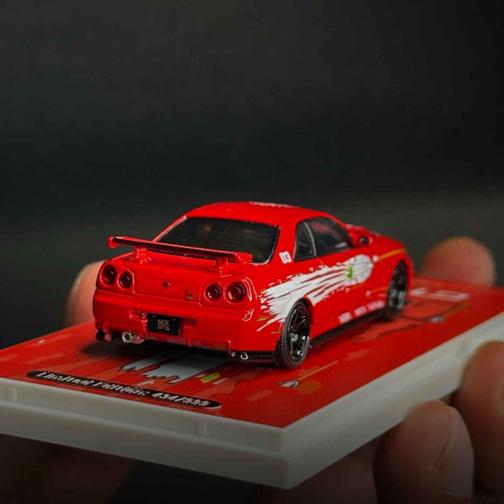 Time Micro 1:64 Nissan Skyline GT-R R34 Red - Image 4