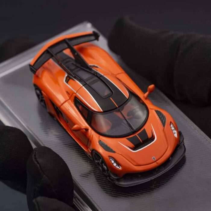 CM Model 1:64 Koenigsegg Jesko diecast in red with carbon rear wing