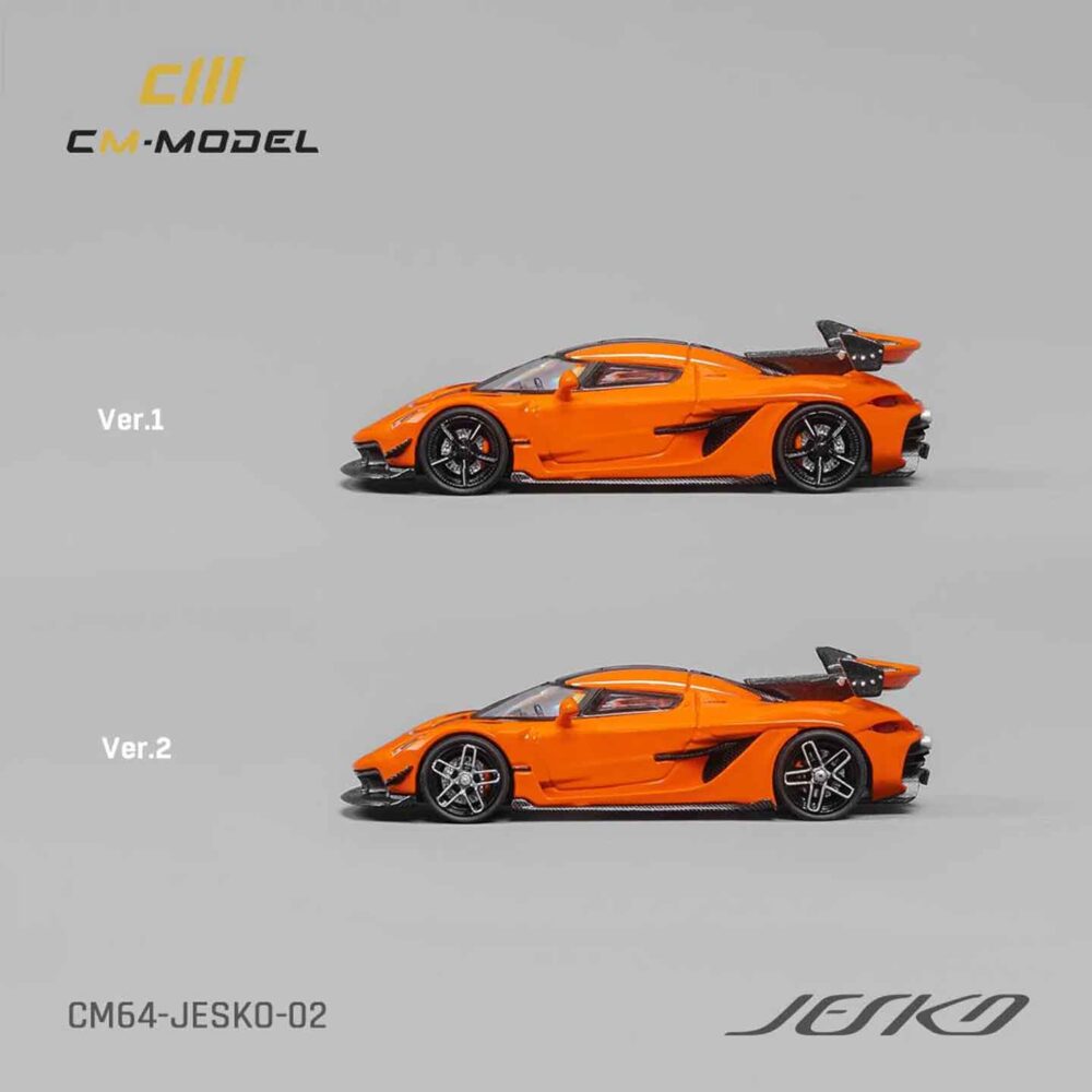 CM Model 1:64 Koenigsegg Jesko diecast in red with carbon rear wing