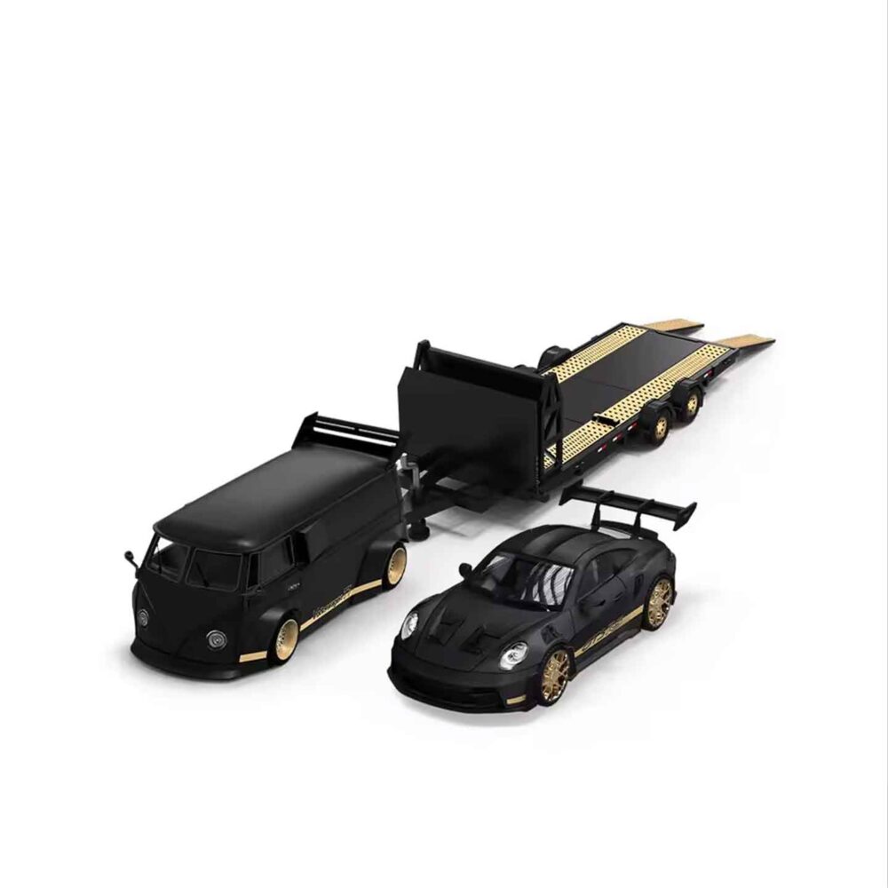 1:64 scale Volkswagen T1 Van and Porsche 992 GT3 RS diecast model set