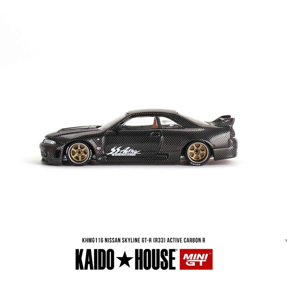 Kaido House 1:64 Nissan Skyline GT-R R33 diecast in Active Carbon color