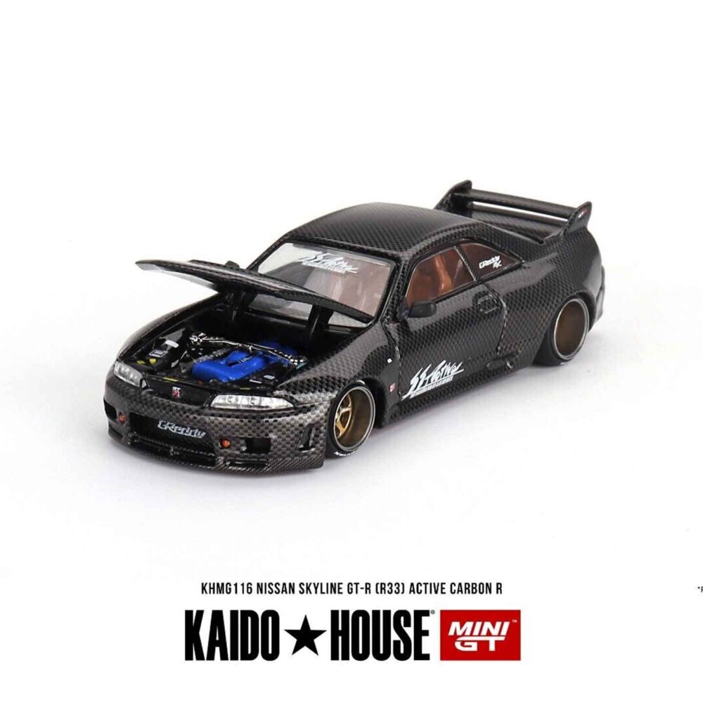 Kaido House 1:64 Nissan Skyline GT-R R33 diecast in Active Carbon color