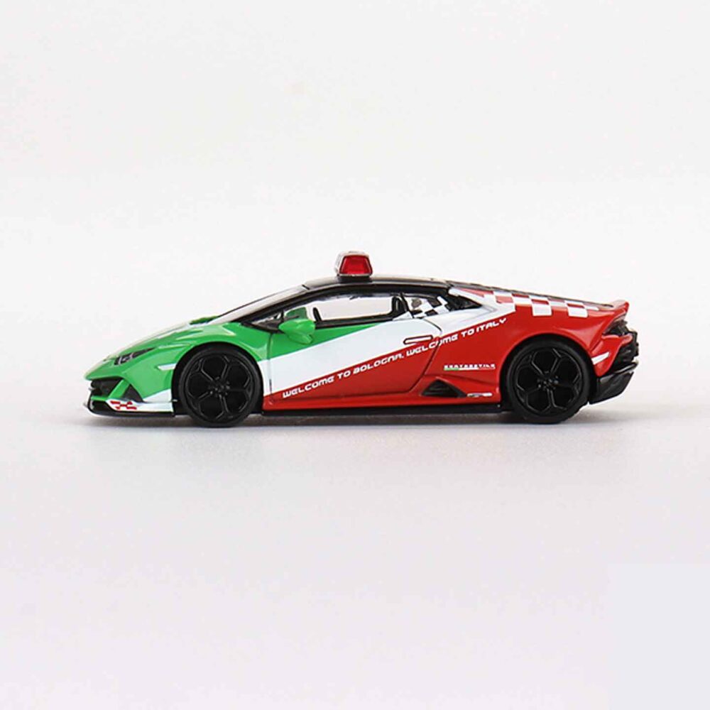 1:64 Lamborghini Huracán EVO Bologna Airport Follow-Me Car diecast model in blister pack