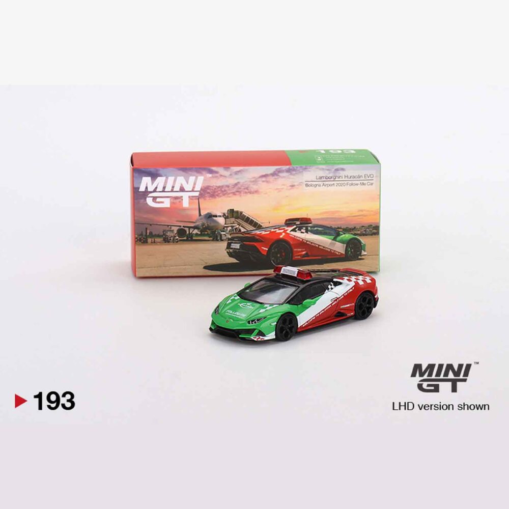 1:64 Lamborghini Huracán EVO Bologna Airport Follow-Me Car diecast model in blister pack