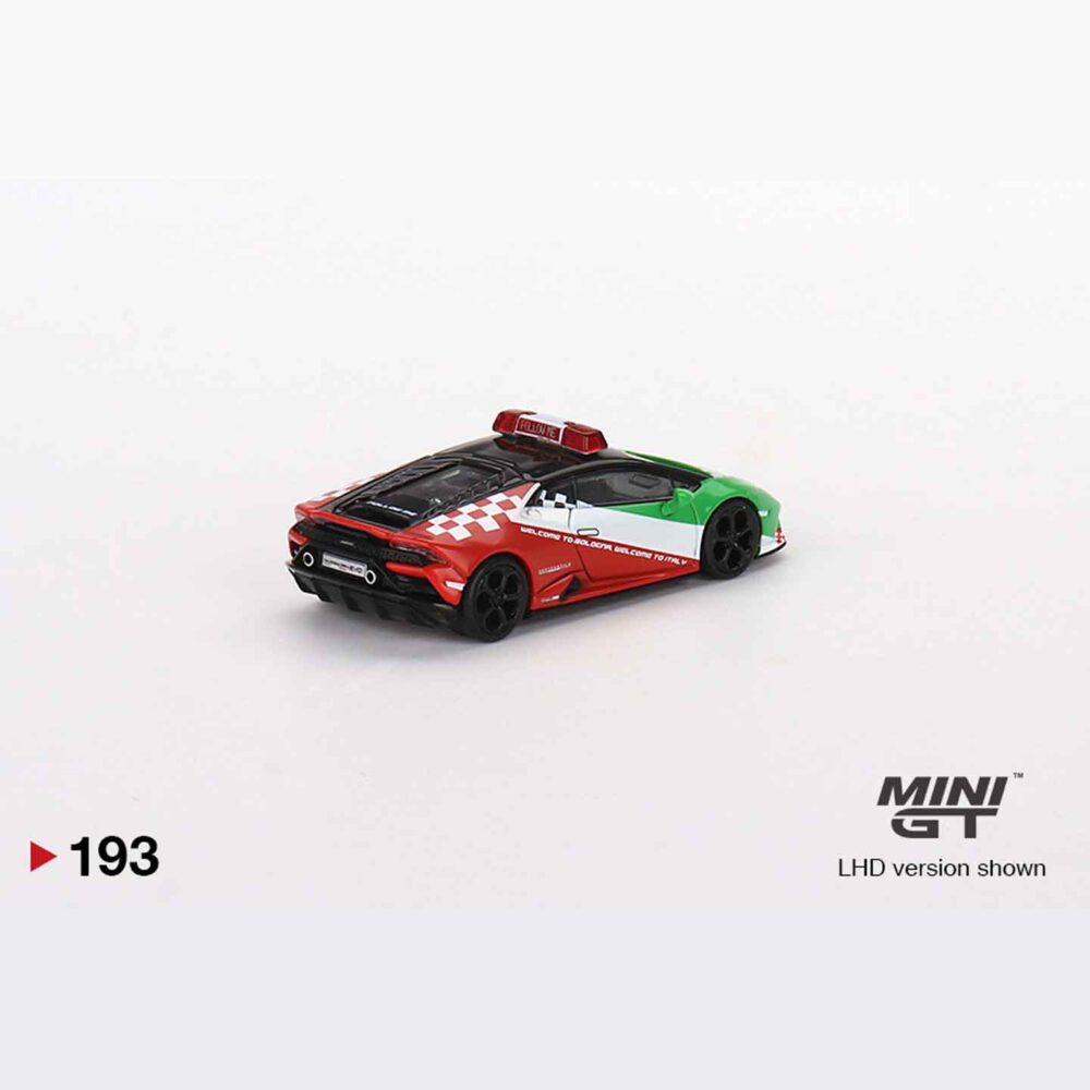 1:64 Lamborghini Huracán EVO Bologna Airport Follow-Me Car diecast model in blister pack