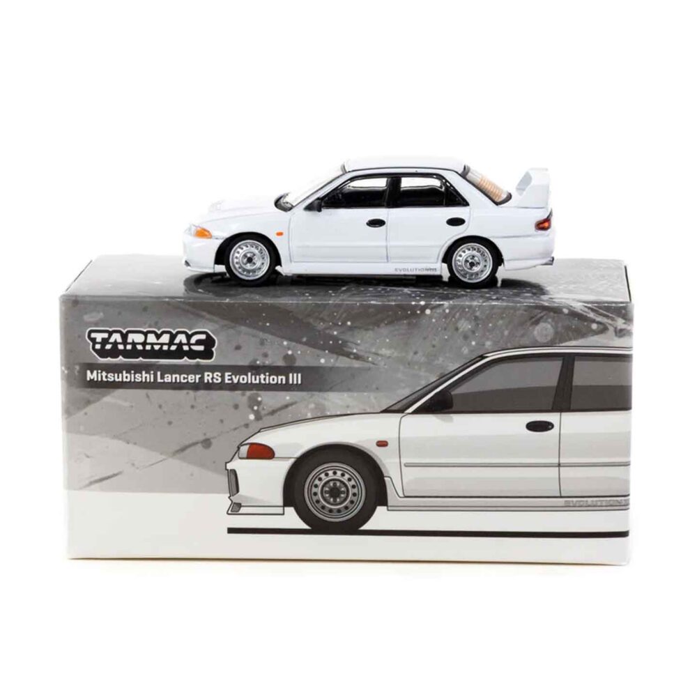 Tarmac Works Mitsubishi Lancer Evolution III white diecast
