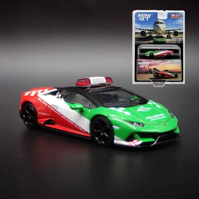 1:64 Lamborghini Huracán EVO Bologna Airport Follow-Me Car diecast model in blister pack