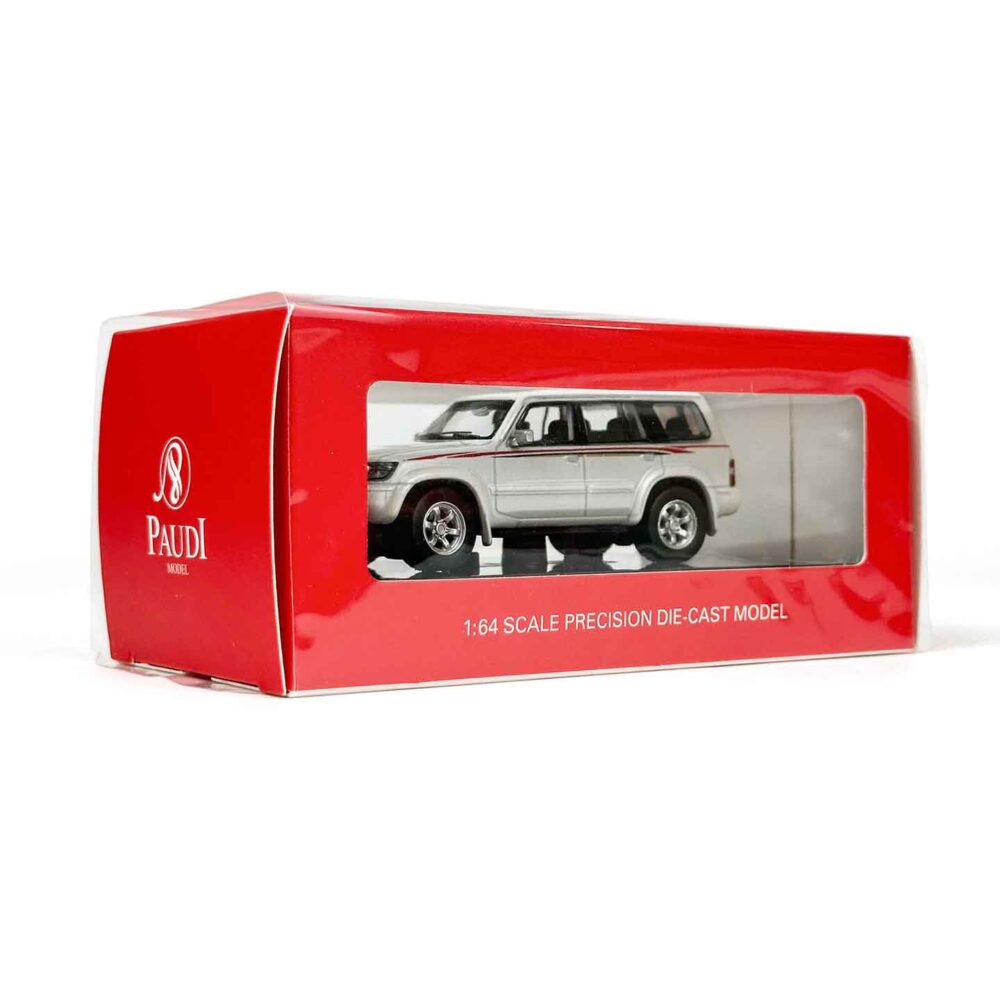 1:64 Paudi Nissan Patrol Y61 1998 white diecast SUV model rear angle