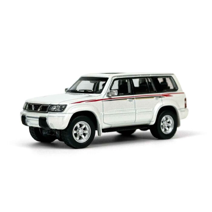 1:64 Paudi Nissan Patrol Y61 1998 white diecast SUV model rear angle