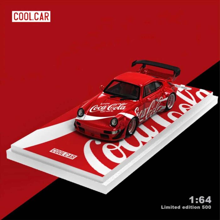 1:64 Porsche 964 GT diecast model in Coca-Cola Red racing livery
