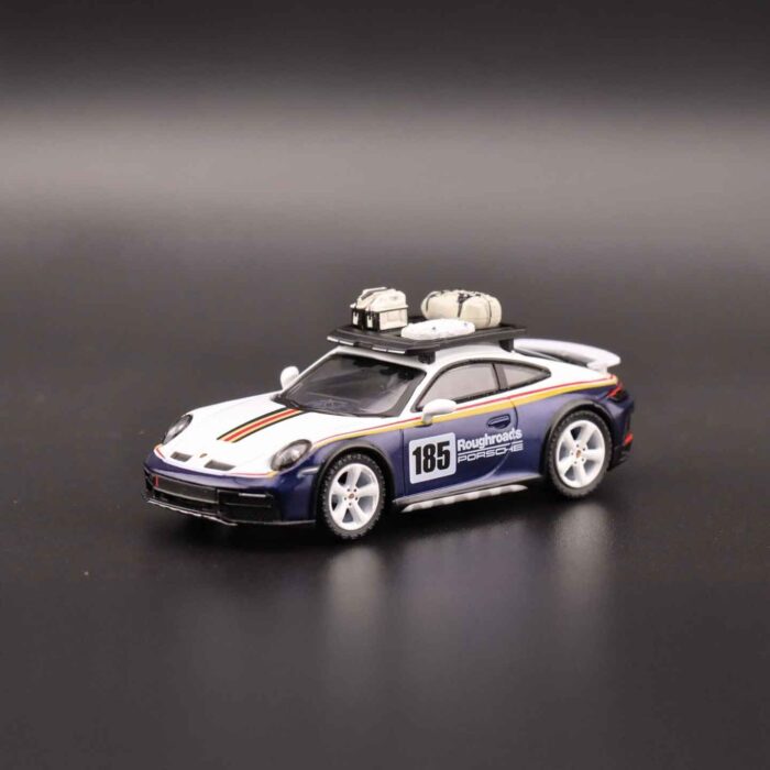 1:64 Mini GT Porsche 911 Dakar diecast car with off-road rally details