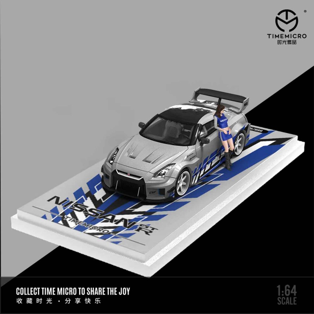 Time Micro 1:64 H300 flatbed trailer with Nissan GT-R R35 diecast set