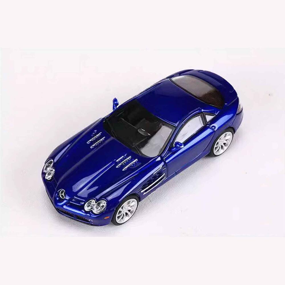 SH 1:64 Mercedes-Benz SLR McLaren diecast model in blue with detailed finish