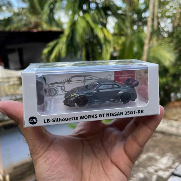 CM Model 1:64 LB-Silhouette Works GT Nissan 35GT-RR Carbon Dark Gray diecast model