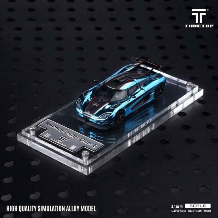 Time Top Koenigsegg One1 Metallic Ice Blue 1:64 diecast model front view