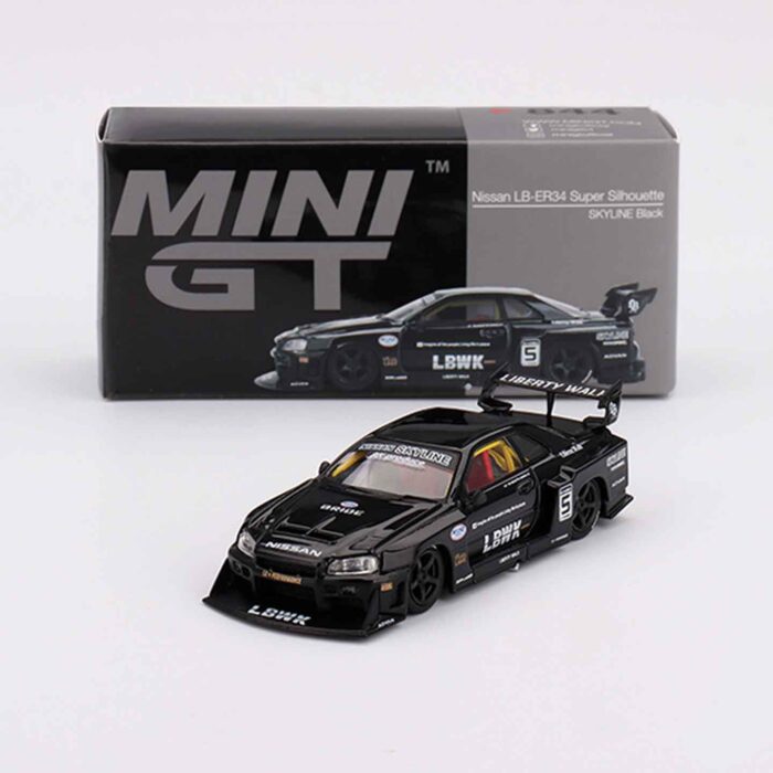 Mini GT Nissan LB-ER34 Super Silhouette Skyline Black diecast car model