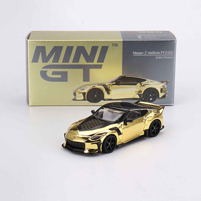 Mini GT Nissan Z VeilSide FFZ400 Gold Chrome diecast car model 1:64 scale
