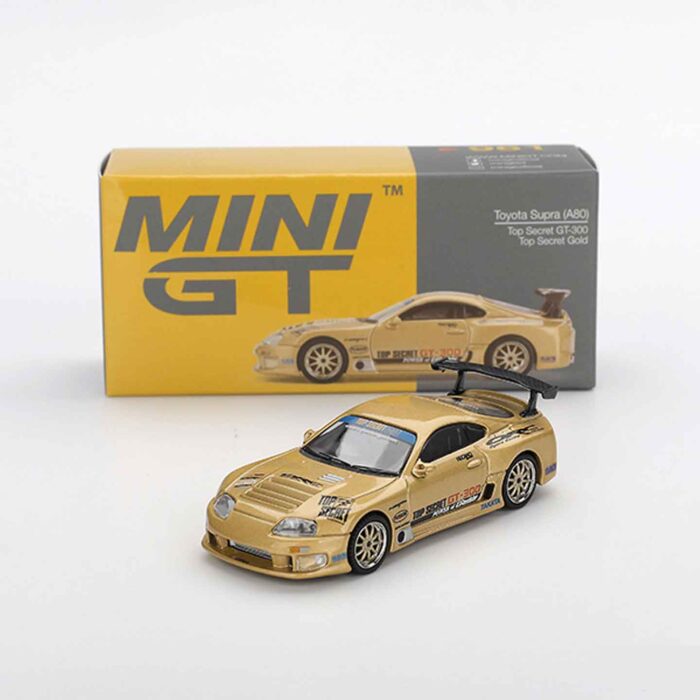 Mini GT Toyota Supra A80 Top Secret Gold diecast car model 1:64 scale