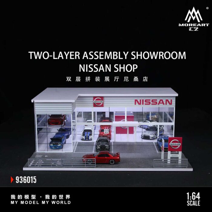 Moreart 1:64 Nissan showroom diorama MO936015 two layer assembly display garage