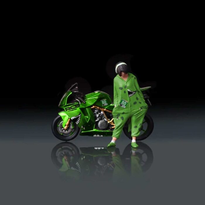 KTM1190 green tyrannosaurus motorcycle model with rider figure collectible