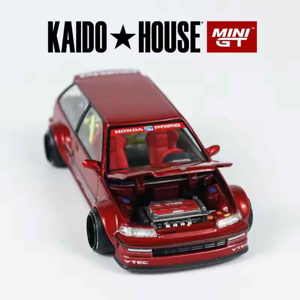 Kaido House x Mini GT Honda Civic EF Kaido Works V2 M Red 1:64 Diecast Model