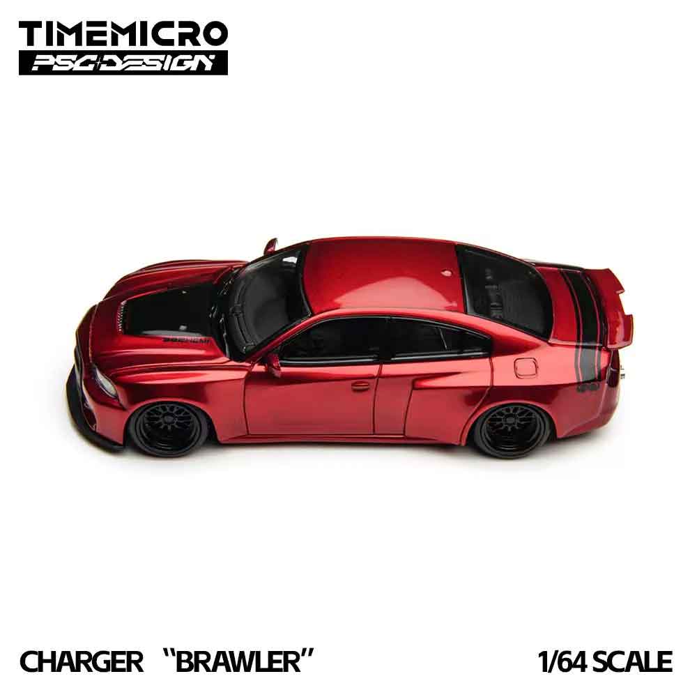 TimeMicro x PSC Design 1:64 Charger Brawler Red diecast model front view
