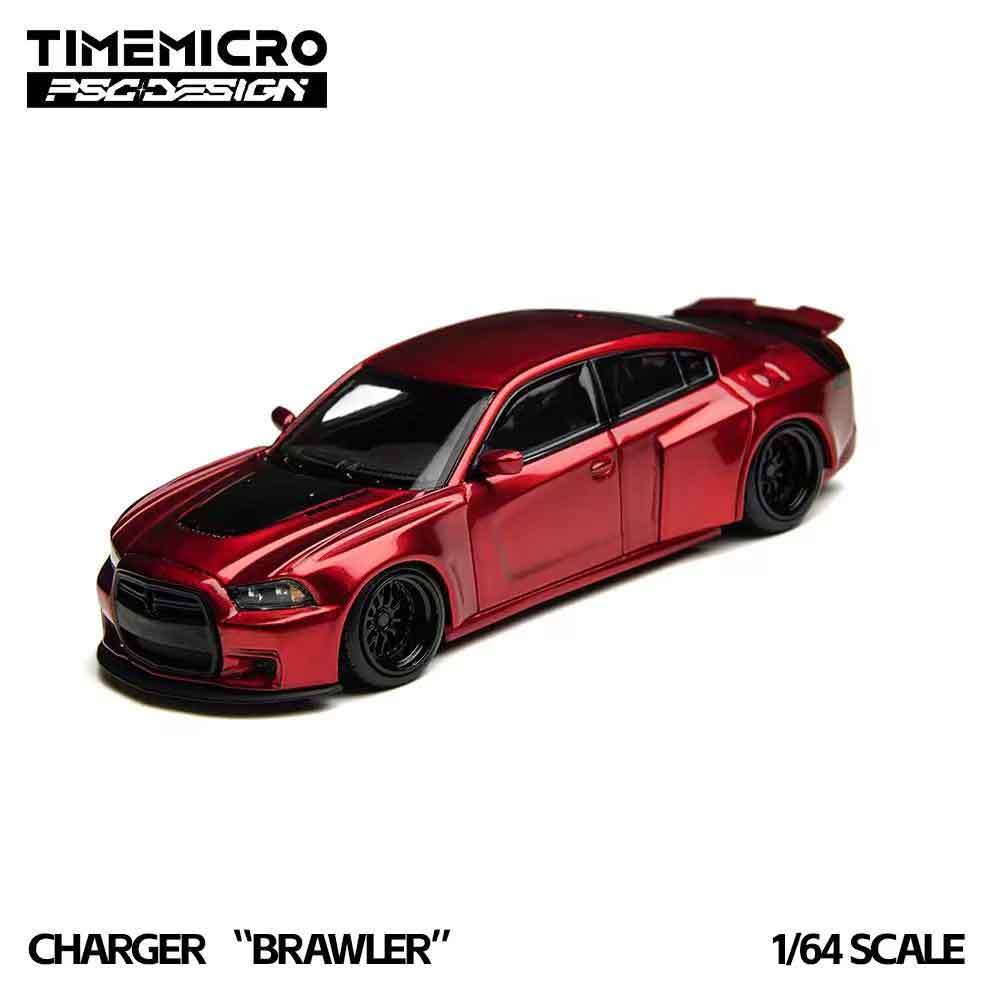 TimeMicro x PSC Design 1:64 Charger Brawler Red diecast model front view