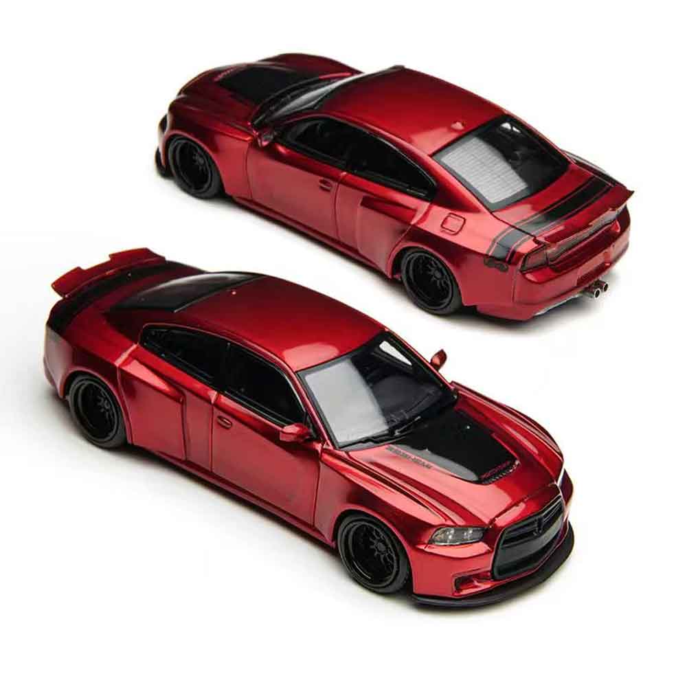 TimeMicro x PSC Design 1:64 Charger Brawler Red diecast model front view